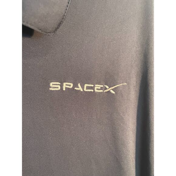 Space X Polo Shirt Mens XL Navy Blue Performance Golf Embroidered Logo - Picture 2 of 12